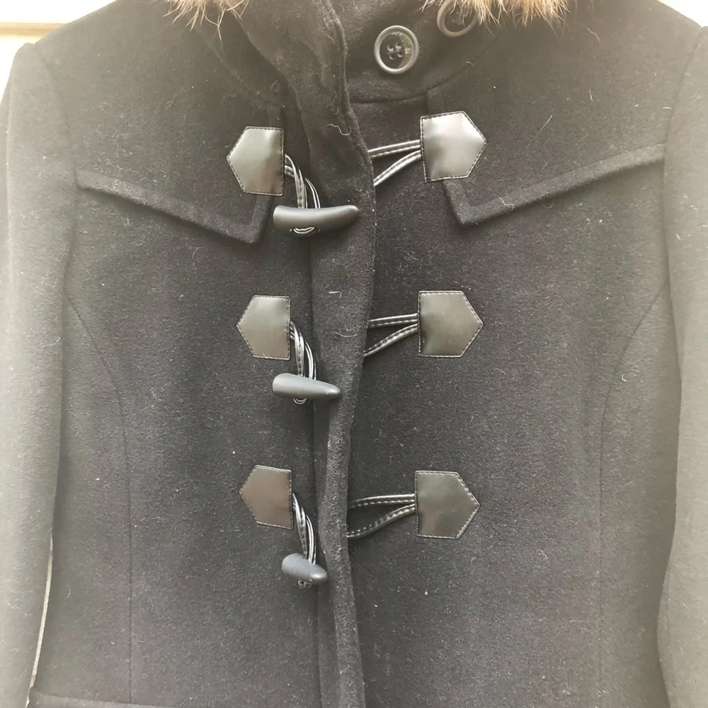 Andrew Marc NY Black Wool Peacoat Jacket Coat with Hood Womens Size 4